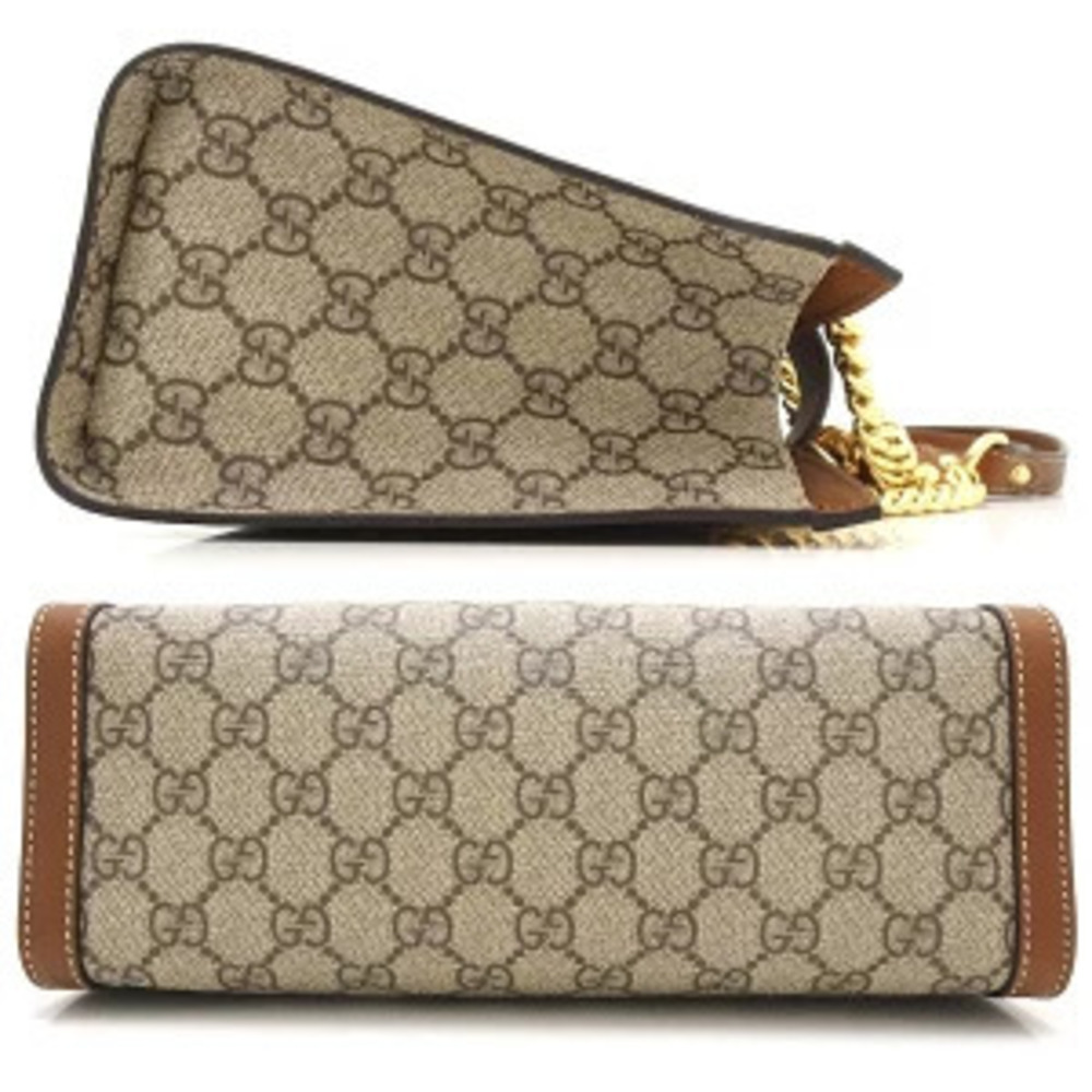 Gucci GG Shoulder Bag Padlock Supreme Canvas Leather Beige Ebony - Picture 2 of 8